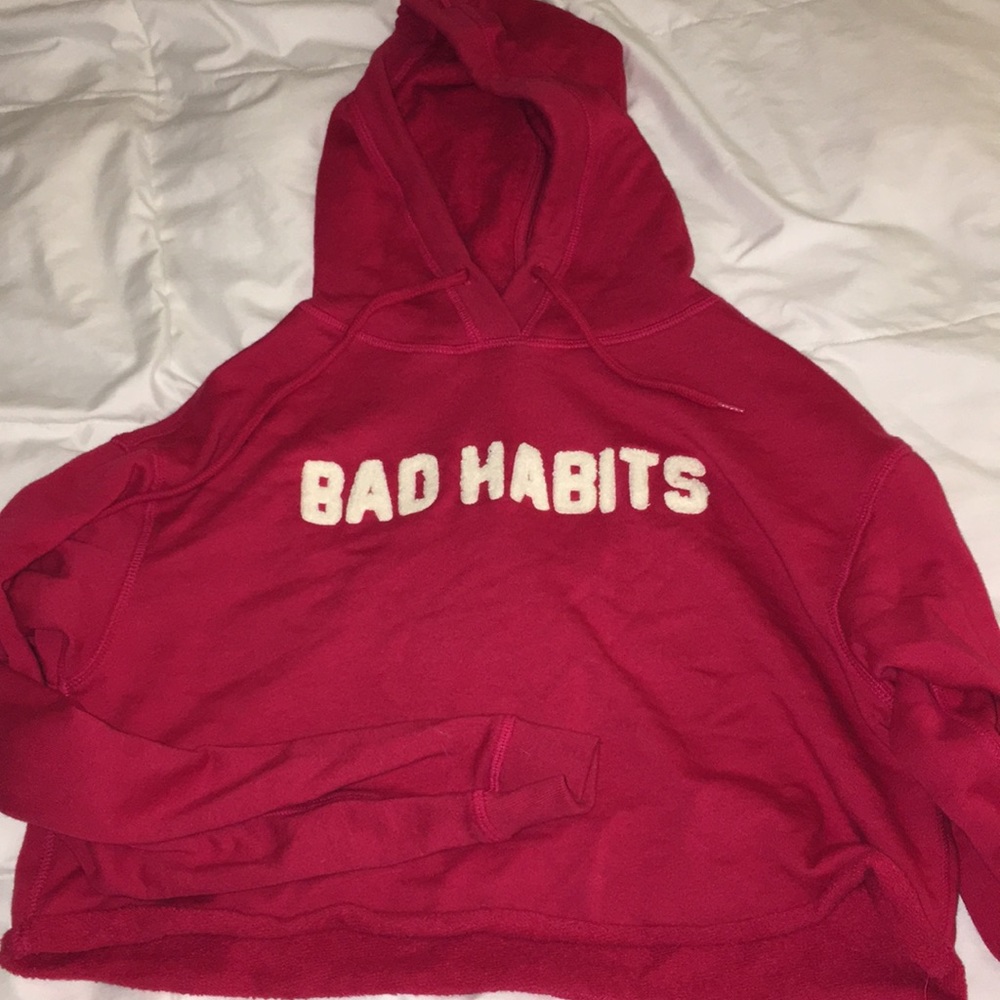 cropped red hoodie